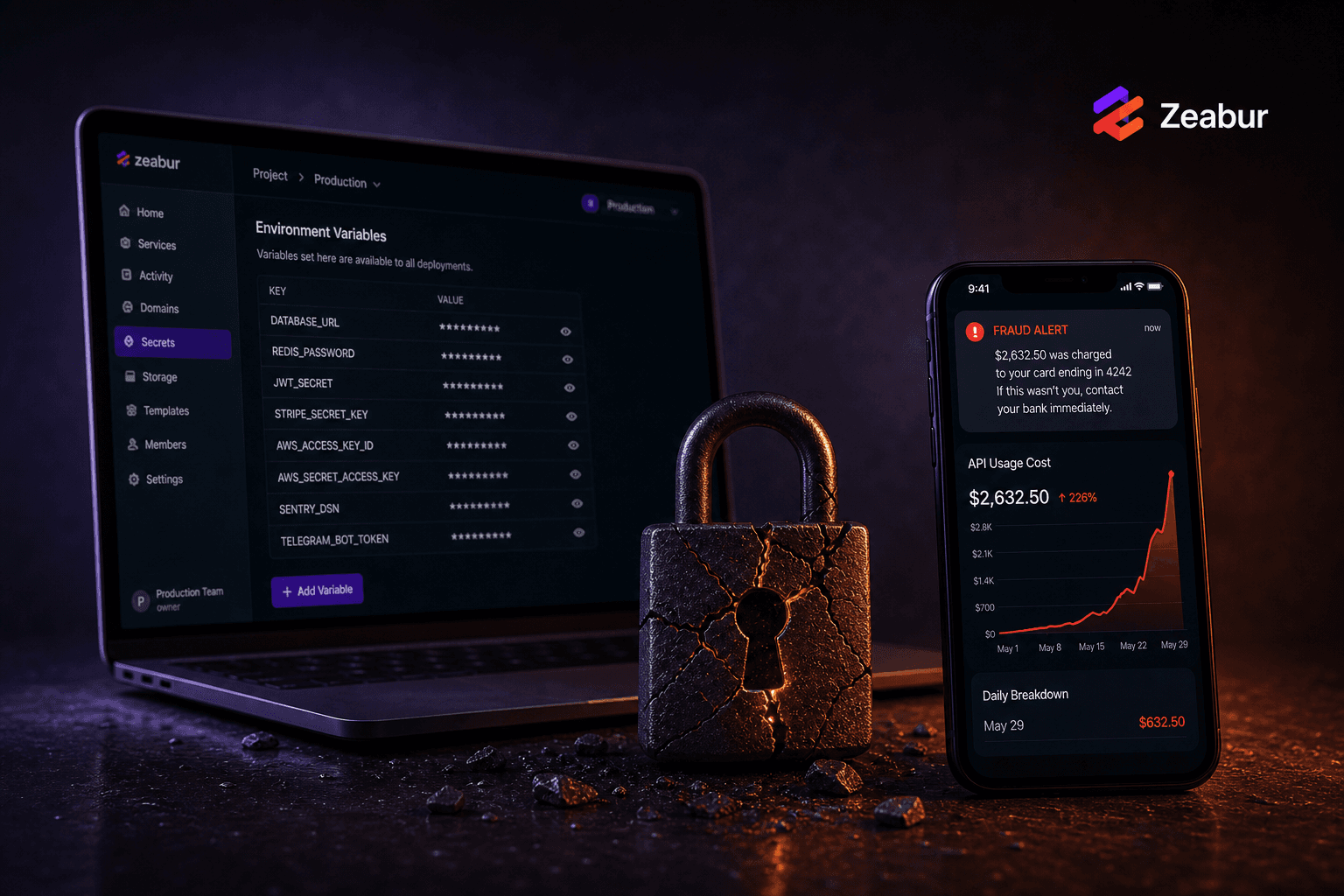 Zeabur 環境變數外洩 — API 金鑰外洩與網路安全封面