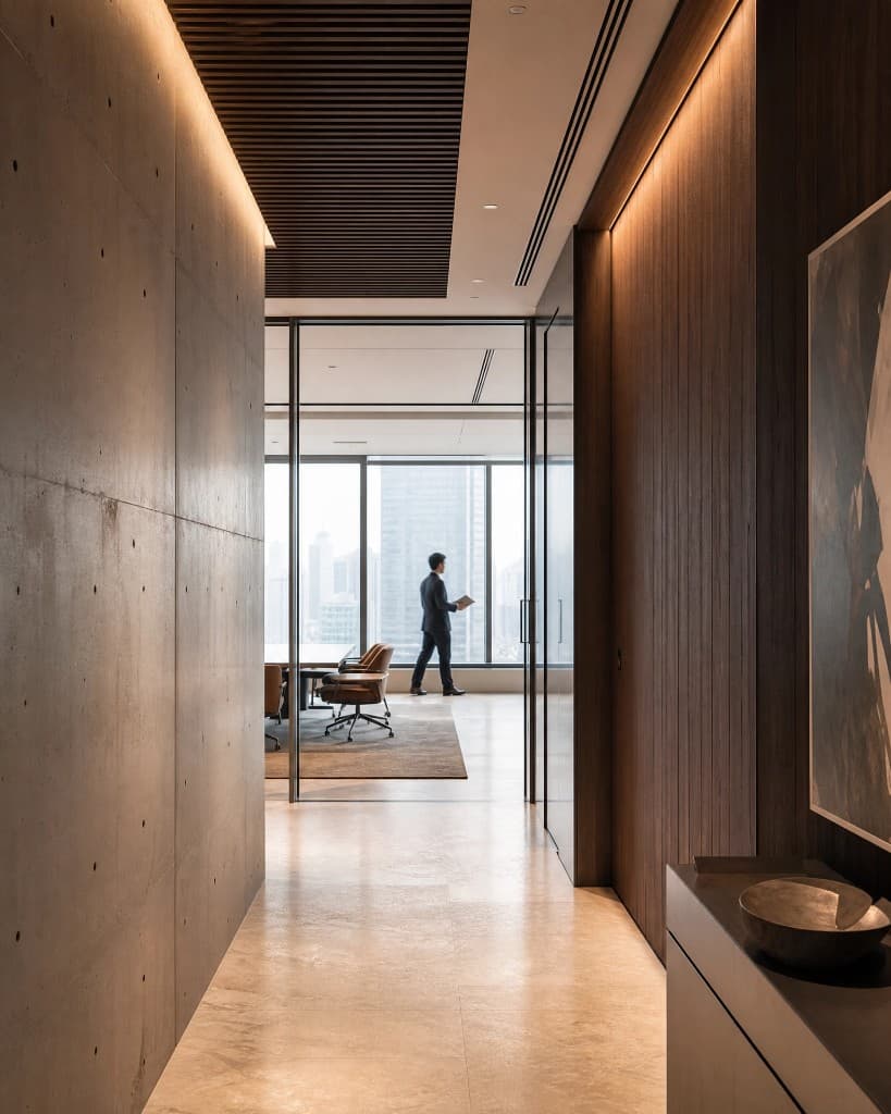 Quiet modern office corridor