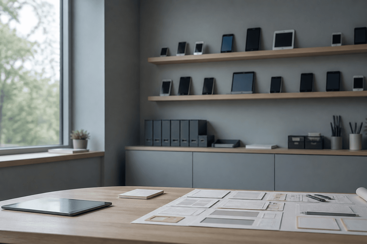 Quiet modern office corridor