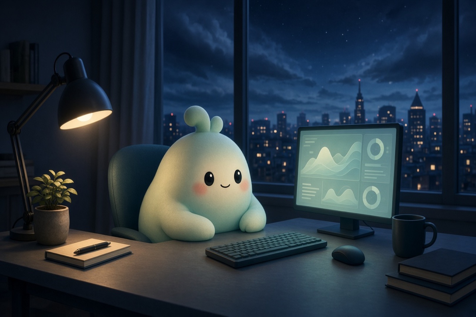 OpenAI Dots launch — glowing personalized AI agent orbs orbiting a cloud workspace
